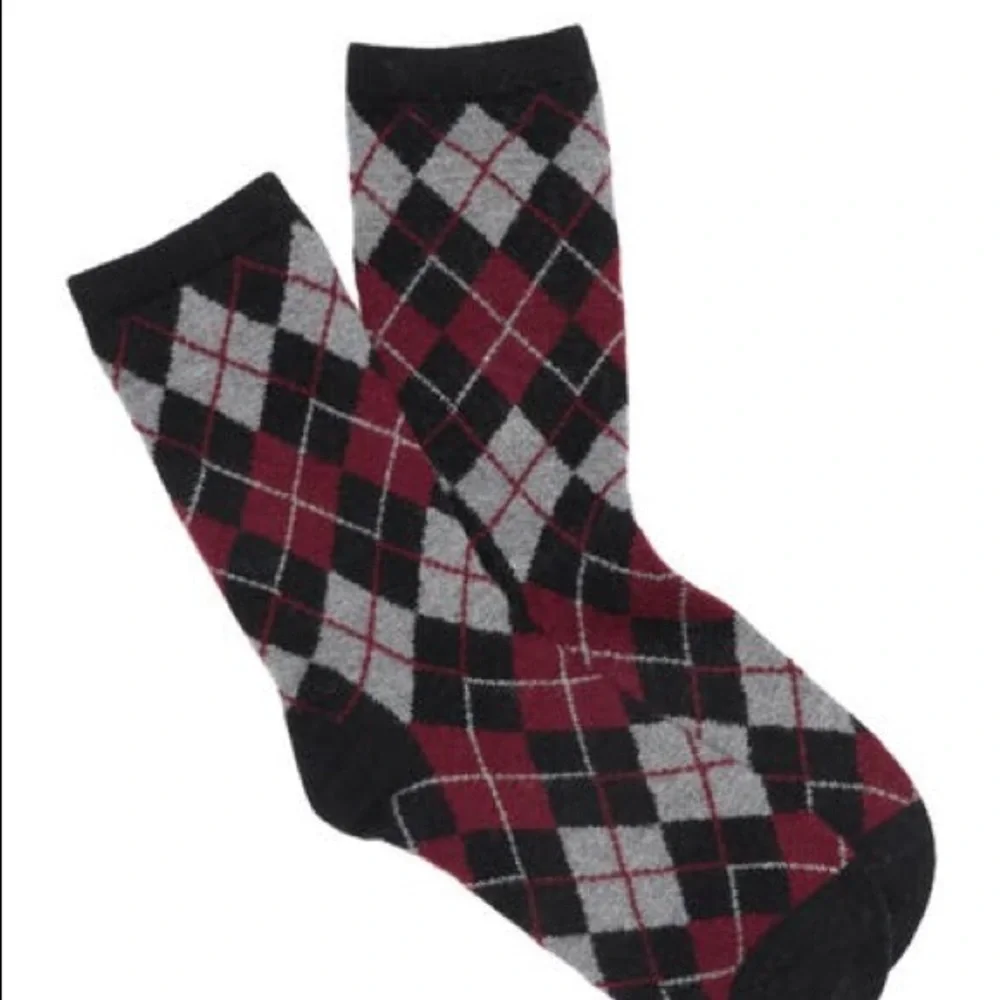 MEMOI CASHMERE BLEND SOCKS BLACK RED GREY WOMENS ONE SIZE NWT